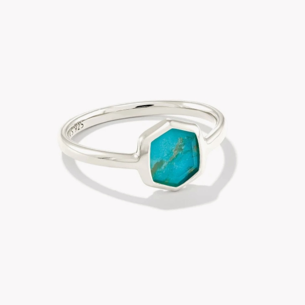 NEW✨ Kendra Scott Sterling Silver Davis Small Stone Band Ring in Turquoise 5